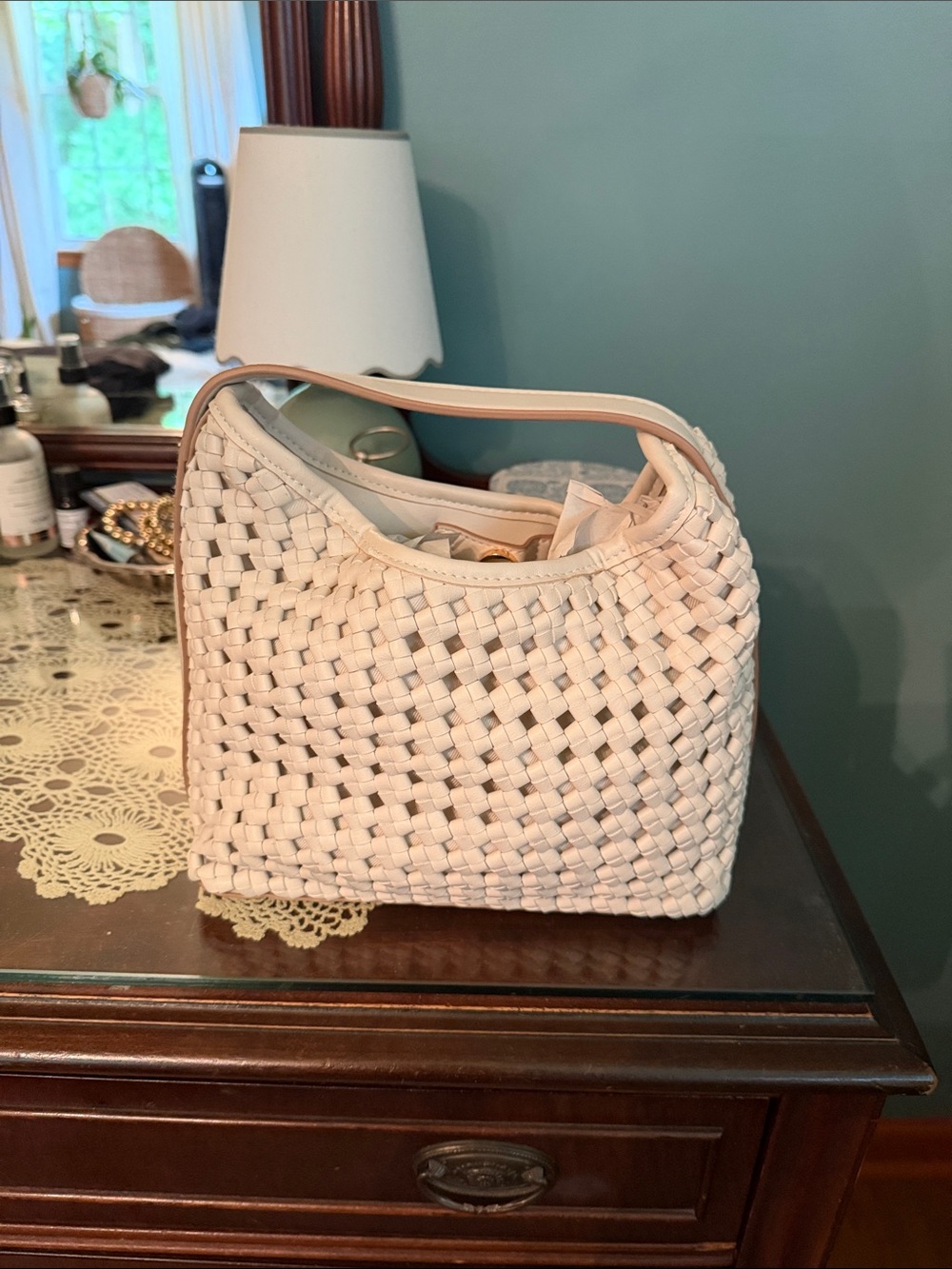 a new day Cream Woven Shoulder Bag